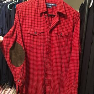 Ralph Lauren Flannel button down with suede patch